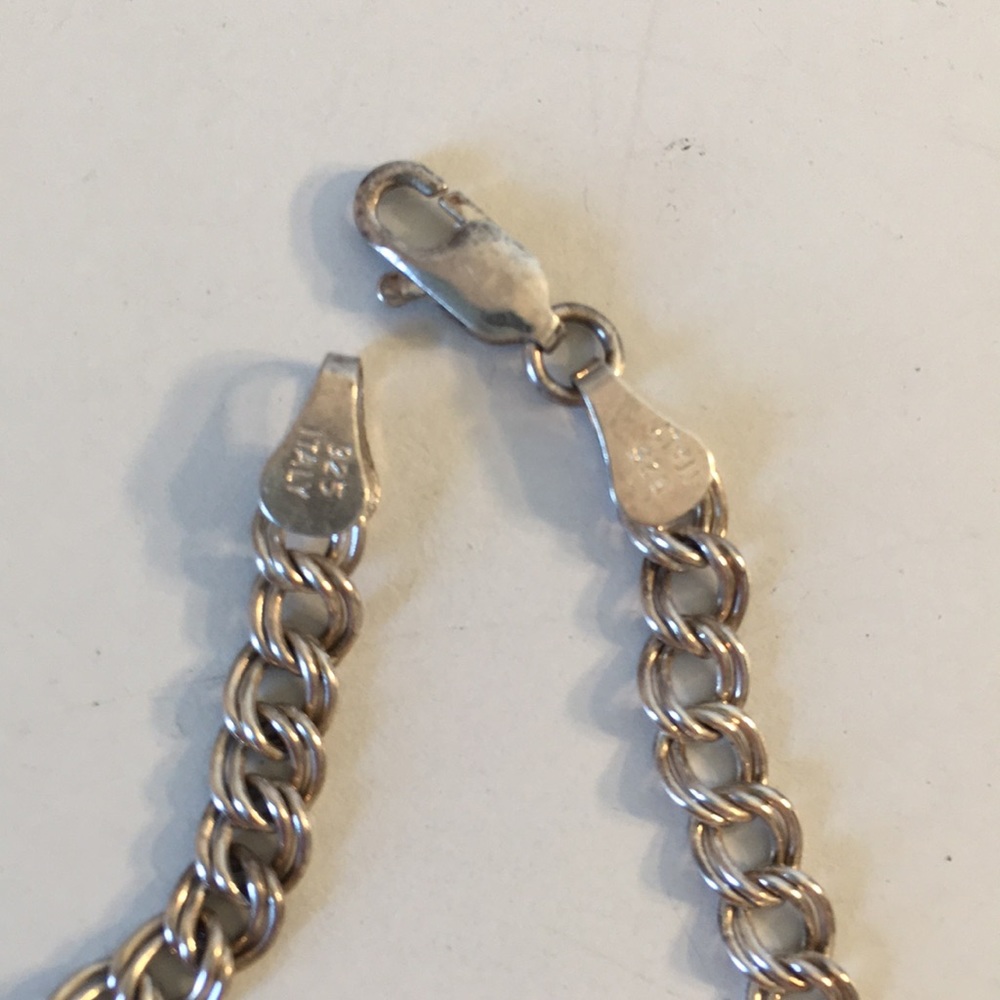 Double Loop .925 Silver Charm Or Layering Bracelet - image 4